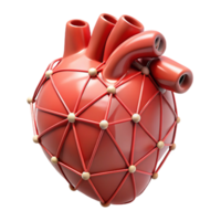 dazzling standout Ultra-detailed, isolated cutout of a single, stylized, human heart made of interconnected wires, professional render with Transparent Background png