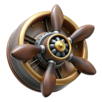 majestic acclaimed Hyper-specific, isolated cutout of a steampunk airship propeller with intricately designed blades and a central hub Professional render with Transparent Background png