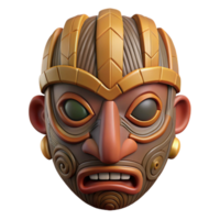 harmonious spectacular A stylized, tribal mask, intricate patterns, wooden texture with Transparent Background impeccable png