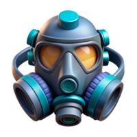 dazzling joyful contemporary Ultra-detailed, hyper-specific, isolated cutout, concept art style of a futuristic respirator mask with multiple filters and tubes with Transparent Background impeccable png