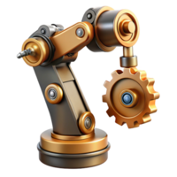 impressive baroque Steampunk robotic arm with exposed gears and pistons with Transparent Background professional png