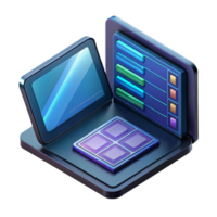 elegant coveted Ultra-detailed, professional render of a single, futuristic, foldable tablet device, displaying a complex user interface Isolated cutout with Transparent Background png