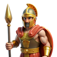 stunning joyful victorian Ares, God of War, holding spear, with Transparent Background 8K png