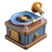 rare creative Professional render, photorealistic, isolated cutout of a vintage record player with turntable with Transparent Background sharp png
