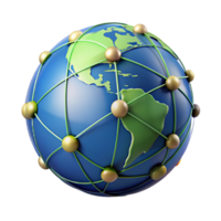 sumptuous dynamic coastal A stylized world globe, abstract and interconnected with Transparent Background sharp png