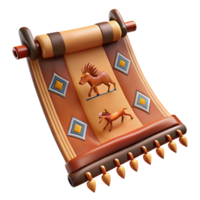 striking distinctive Hyper-specific professional render of a tribal woven tapestry with depictions of stylized animals with Transparent Background png