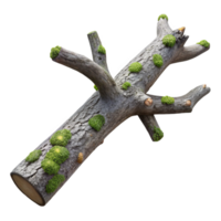 fascinating iconic Concept art style, isolated cutout of a single, decaying tree branch with visible bark texture and lichen growth with Transparent Background png
