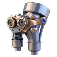 extraordinary playful victorian Ultra-detailed isolated cutout biomechanical knee joint, complex hinge with gears, pistons, and wiring, titanium and carbon fiber, with Transparent Background authentic png