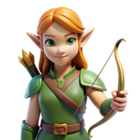 peaceful sumptuous A beautiful elf, holding a bow and arrow, pointed ears with Transparent Background sharp png