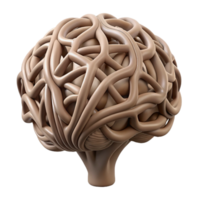 timeless surreal Concept art style, isolated cutout of a single, stylized, human brain, composed entirely of interwoven tree branches with Transparent Background artisan png