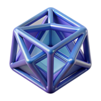 dynamic pristine Concept art style, professional render of a single, isolated, rotating tesseract, wireframe style Isolated cutout with Transparent Background fine detail png