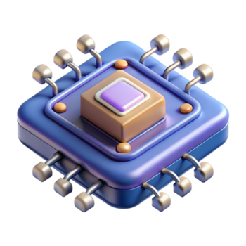 travolgente barocco isolato ritagliare, concetto arte stile, singolo quantistico computer processore, intricato particolari, professionale rendere, con trasparente sfondo impeccabile png