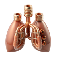 impressive calm urban Concept art style biomechanical lung, intricate network of tubes and filters, pulsating bellows, copper and glass, isolated cutout with Transparent Background elite png