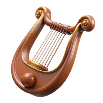 makellos retro fotorealistisch machen von ein Single griechisch Leier, besaitet Instrument, isoliert ausgeschnitten, hyperspezifisch, ultradetailliert mit transparent Hintergrund Präzision png