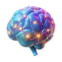 striking unparalleled Holographic projection of a human brain, neural pathways illuminated with Transparent Background png