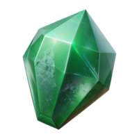nostalgic sumptuous Concept art style, isolated cutout of a single, raw emerald crystal with rough edges and natural inclusions with Transparent Background professional png