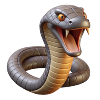 majestic exceptional A hissing Cobra snake, hood expanded, with Transparent Background png