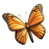 pristine standout Concept art style, hyper-specific, isolated cutout of a single, monarch butterfly, wings fully spread, displaying intricate patterns with Transparent Background png