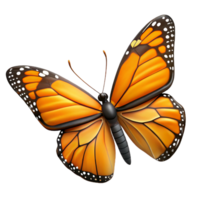 bold majestic Hyper-specific professional render of an isolated cutout single monarch butterfly Danaus plexippus with wings fully spread, dorsal view, with Transparent Background sharp png