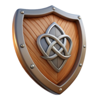coveted renaissance A wooden shield, adorned with a Celtic knot design with Transparent Background studio quality png