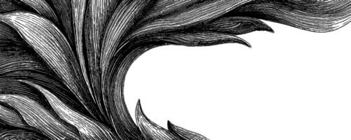 Intricate engraved swirl of leaves in elegant design for artistic creations. vector