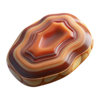 reflective immaculate Concept art style, isolated cutout of a single, polished agate slice with intricate banding patterns with Transparent Background exclusive png
