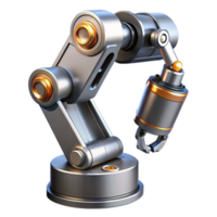 exquisite surreal Concept art style, professional render of a futuristic robotic arm with exposed wiring and metallic plating Isolated cutout with Transparent Background museum quality png