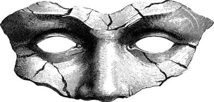 Intricate gothic mask illustration with cracked texture for art and design projects. vector