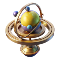 exceptional bohemian Isolated cutout, hyper-specific, photorealistic render of a single, intricate, mechanical orrery depicting the solar system, ultra-detailed with Transparent Background original png