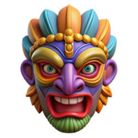 spectacular nostalgic avant-garde Ultra-detailed concept art style isolated cutout of a tribal mask with intricate carvings and vibrant colors with Transparent Background high resolution png