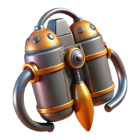 picturesque remarkable Concept art style, hyper-specific, isolated cutout Professional render of a jetpack with chrome nozzles and art deco styling with Transparent Background png