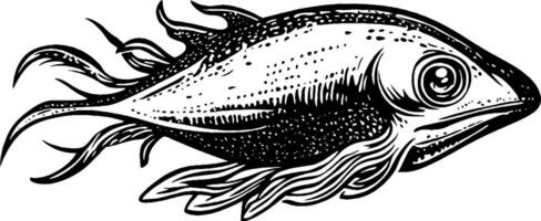 An artistic illustration of a fish with flowing fins and detailed scales, showcasing a unique design. vector