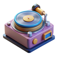 exquisite sought-after Ultra-detailed professional render of a retro-futuristic record player with a turntable and tonearm, isolated cutout with Transparent Background png
