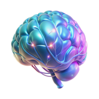 beautiful inspired Holographic projection of a human brain, neural pathways illuminated with Transparent Background png