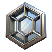 romantic splendid Concept art style rendering of a futuristic, metallic, isolated window frame with intricate hexagonal patterns with Transparent Background high quality png