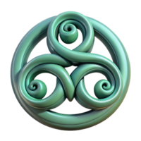 sought-after retro Concept art style, ultra-detailed, professional render of a single Celtic Triskele symbol, isolated cutout, hyper-specific with Transparent Background refined png