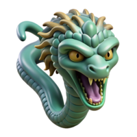 enchanting impressionist Concept art style, isolated cutout of a single Greek hydra head, serpentine, venomous, ultra-detailed with Transparent Background original png