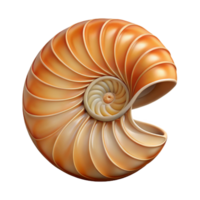 distinguished surreal Ultra-detailed, isolated cutout of a single, perfect spiral nautilus shell with its chambers visible with Transparent Background studio quality png