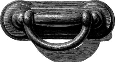 Vintage ornate metal drawer handle with detailed etching design. vector