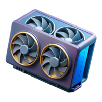 timeless retro Graphics card with multiple fans with Transparent Background artisan png