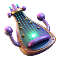 unforgettable impressionist Alien musical instrument, glowing strings, unusual shape with Transparent Background authentic png