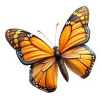 dramatic picturesque Concept art style, hyper-specific, isolated cutout of a single, monarch butterfly, wings fully spread, displaying intricate patterns with Transparent Background premium png