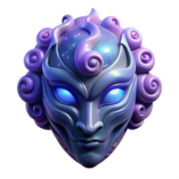 remarkable classic Hyper-specific, professional render, isolated cutout of a single, stylized, cosmic deity mask with swirling nebula patterns with Transparent Background flawless png