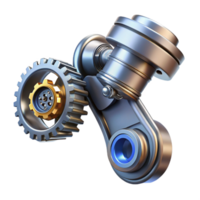 exquisite melancholic retro Ultra-detailed isolated cutout biomechanical elbow joint, hinge with gears, pistons, and wiring, polished chrome, with Transparent Background high resolution png
