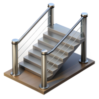 reflective alluring Staircase railing, stainless steel cable, with Transparent Background refined png