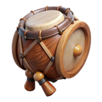 harmonious hypnotic Hyper-specific isolated cutout professional render of a tribal shaman's drum made of stretched animal hide and a wooden frame with Transparent Background premium png