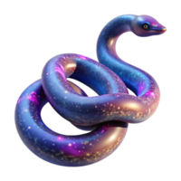 rare traditional Photorealistic, isolated cutout of a hyper-specific, single, cosmic serpent, scales shimmering with nebula colors with Transparent Background high quality png