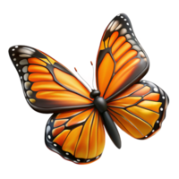 exemplary renaissance Hyper-specific, professional render of a single, delicate butterfly wing, orange and black with detailed patterns with Transparent Background exclusive png