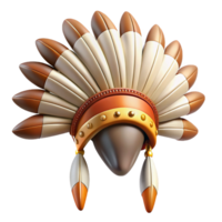 sumptuous peaceful impressionist Hyper-specific professional render of a ceremonial tribal headdress made of eagle feathers and leather straps with Transparent Background high resolution png