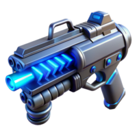 pristine playful bohemian Concept art style, isolated cutout of a futuristic energy weapon with glowing blue energy coils with Transparent Background expertly shot png